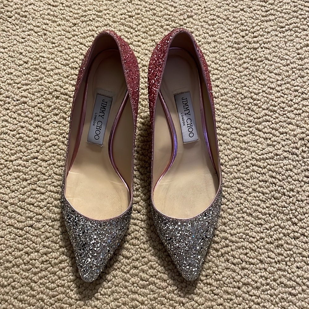 Jimmy Choo Romy 60 Pink & Silver Pumps